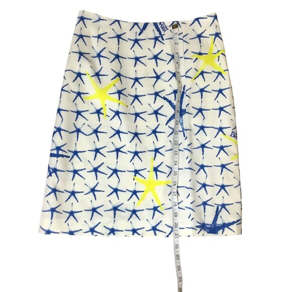 VTG VERSACE JEANS Couture RARE Starfish Print Skirt White Blue Yellow IT 44 30 - Picture 6 of 11